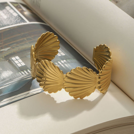 Wide Plated Stainless Steel Cuff Bracelet