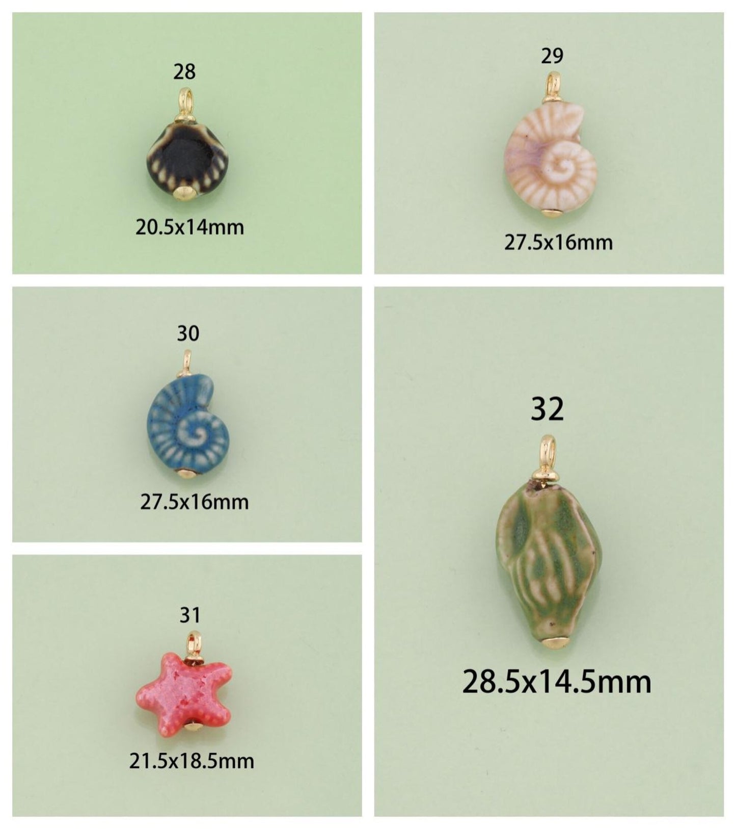 Vintage 18K Gold Plated Stainless Steel Flower Fish Round Ceramic Pendant Ball Chain Necklace