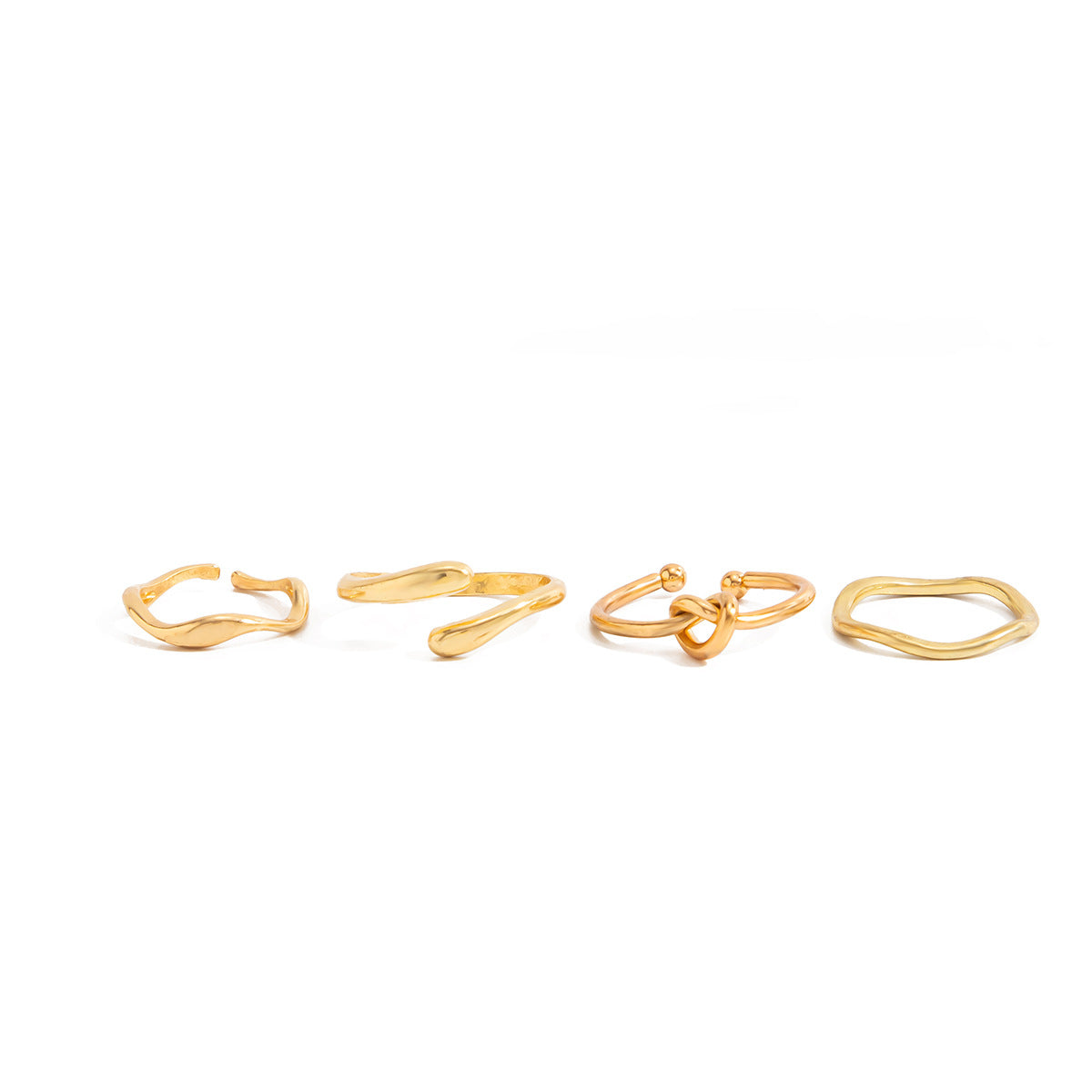 Minimalist Geometric Alloy Open Toe Ring Set for Women