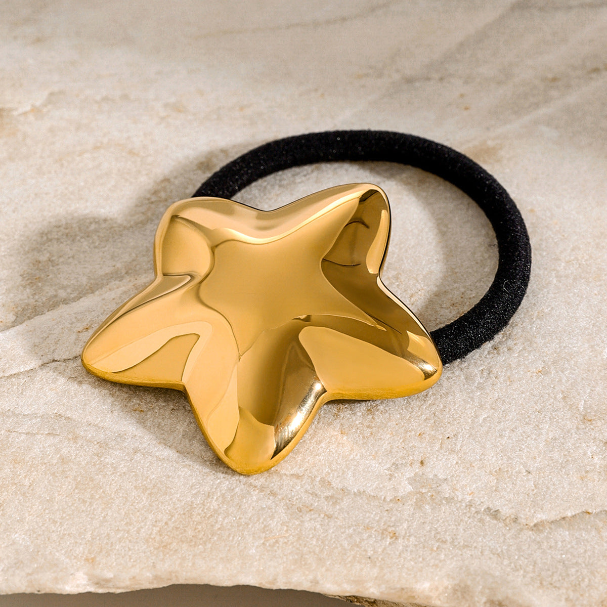 High-Elastic Stainless Steel Hair Tie with Star Motif for Women Trendy Ponytail Holder Minimalist Ins-Inspired Headband Accessory