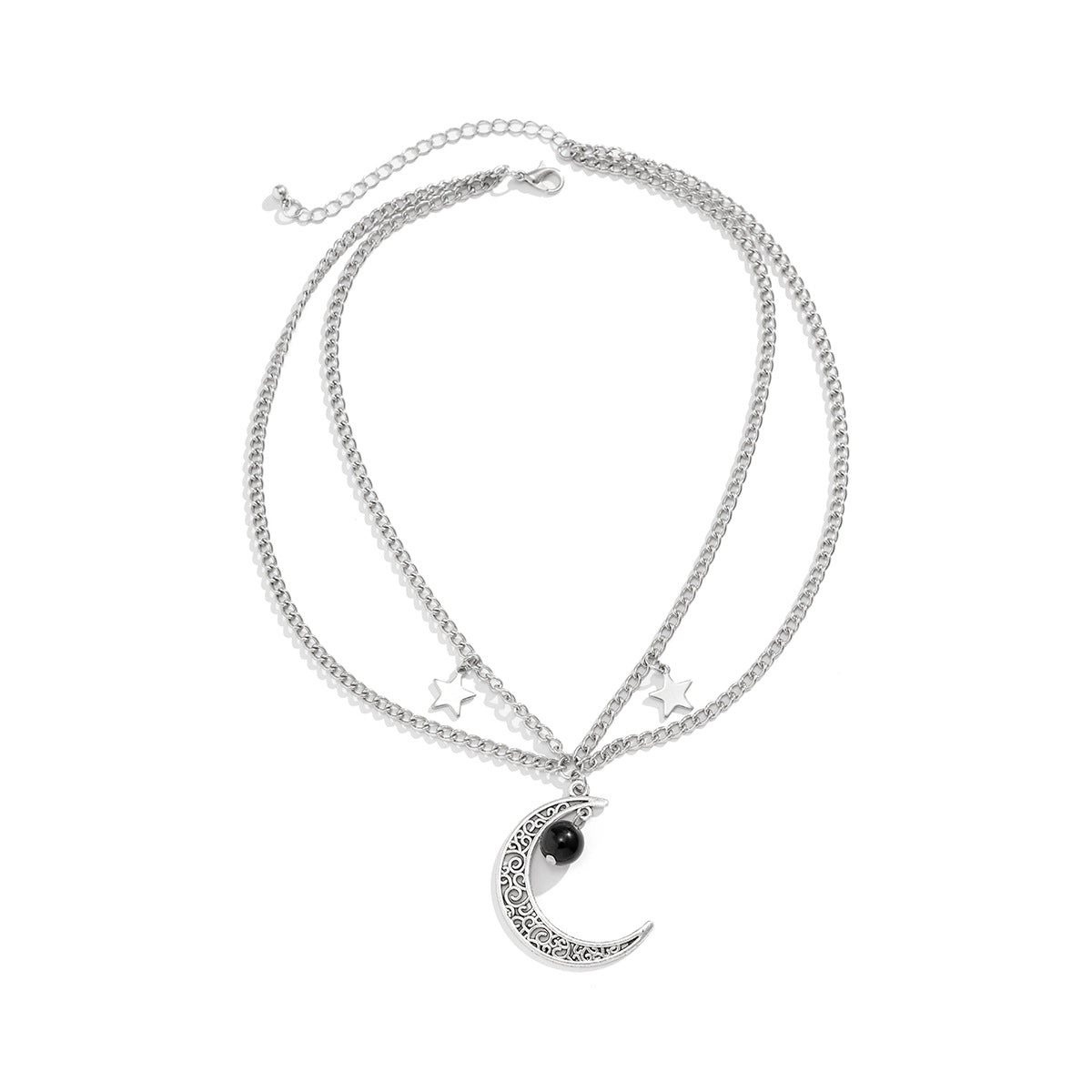 Collana con ciondolo a luna crescente geometrica minimalista e stella con catena a strati per donne