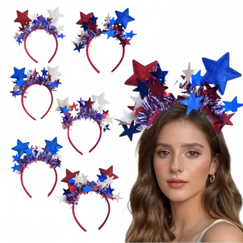 Patriotic Star Fabric Headband for Independence Day Party Unisex Hair Hoop