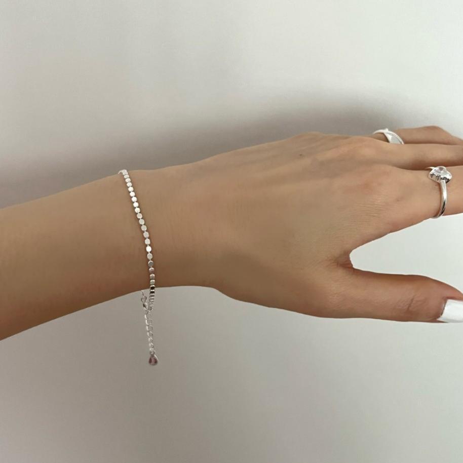 Minimalist Sweet 925 Sterling Silver Round Geometric Polka Dot Bracelet
