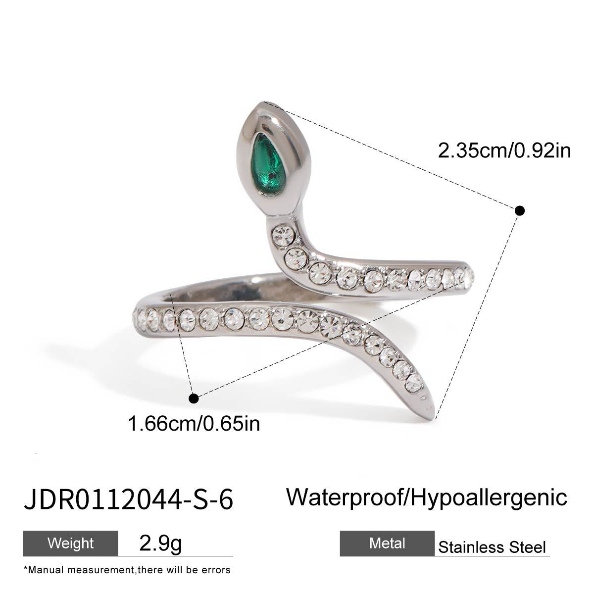 Geometric Snake Stainless Steel Plated Ring for Women