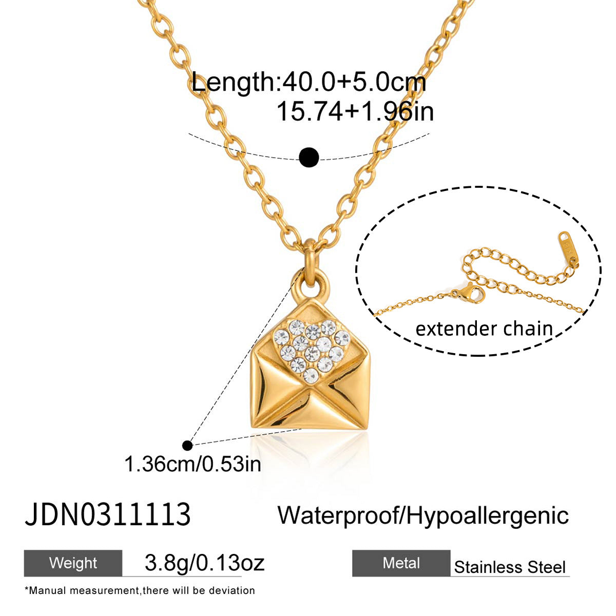 Minimalist Heart Teardrop Titanium Steel Pendant Necklace and Earring Set Plated Stainless Steel Jewelry for Women
