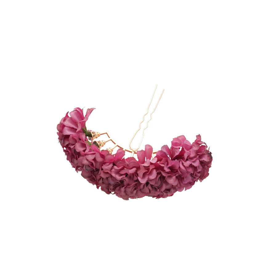 Horquilla de Tela Hecha a Mano con Flores para Mujer, Accesorio para el Cabello Floral de Estilo Elegante y Minimalista con Acabado Artesanal de Primera Calidad y una Estética de Lujo Delicada