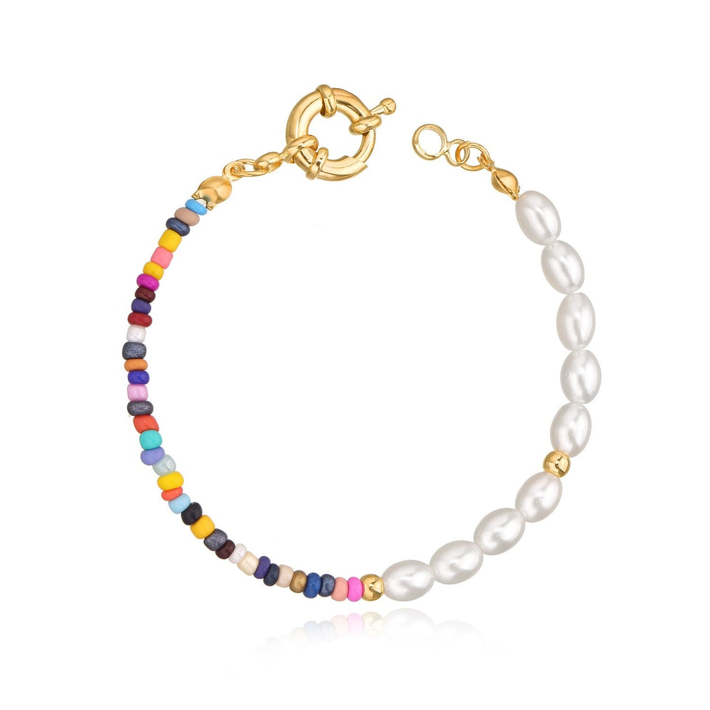 Minimalist Geometric Oval Acrylic Pearl Plated DIY Charm Bar Bracelet for Women