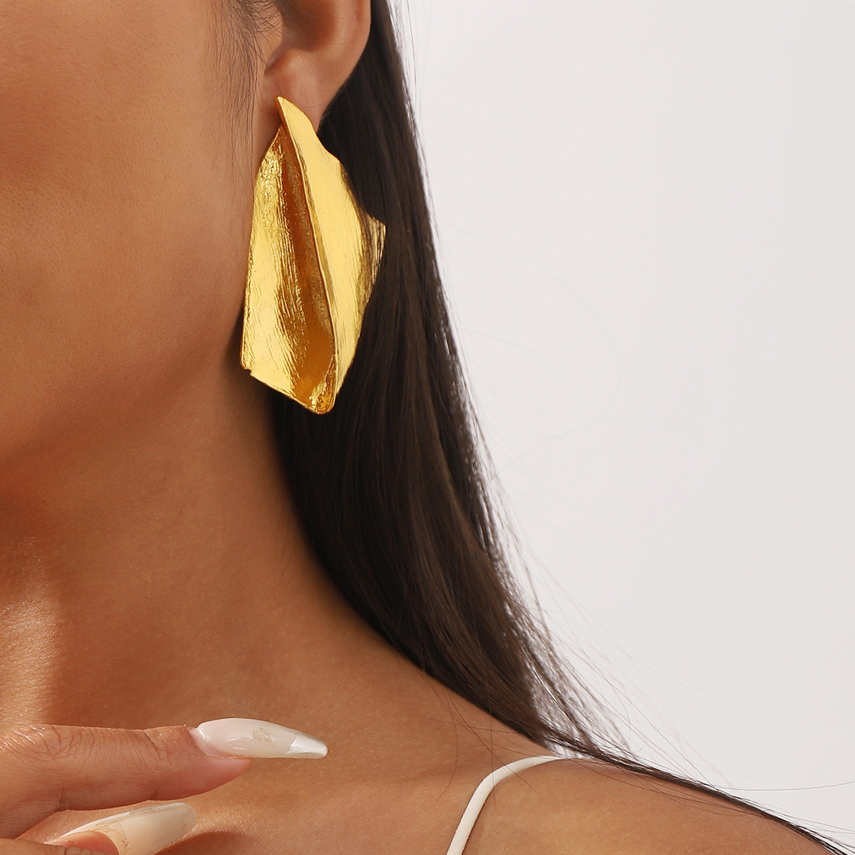Pendientes de aleación con textura irregular geométrica vintage con galvanoplastia para mujer