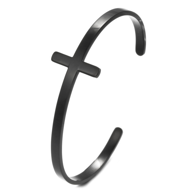 Minimalist 18K Gold Plated Geometric Titanium Steel C-Shape Open Bangle