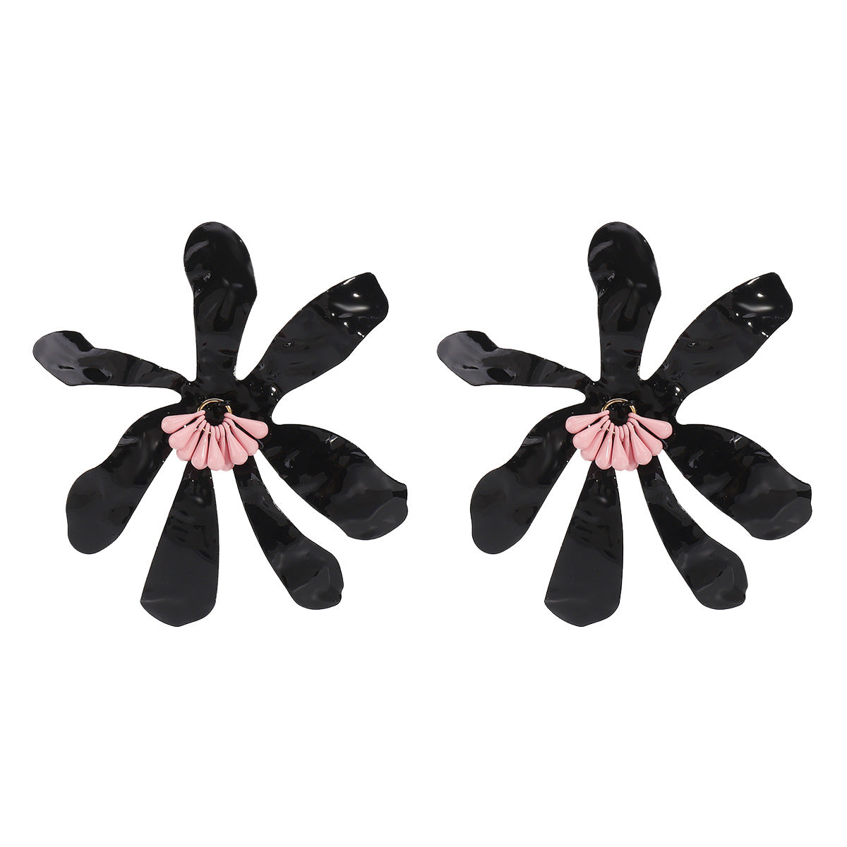 Minimalist Floral Alloy Earrings with Enamel Finish for Women Summer Vacation Style