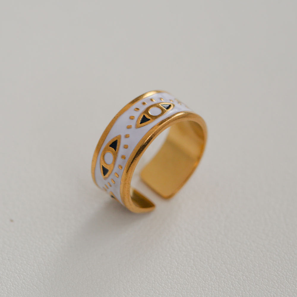 Anillo Minimalista de Acero de Titanio con Forma de Girasol, Bañado en Oro, Ajustable, para Mujer