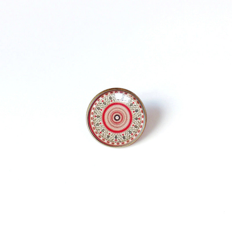 Broche floral vintage bohemio de mandala en latón con acabado chapado para mujeres y hombres