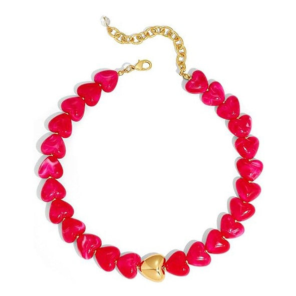 Casual Heart Acrylic Pendant Necklace for Women