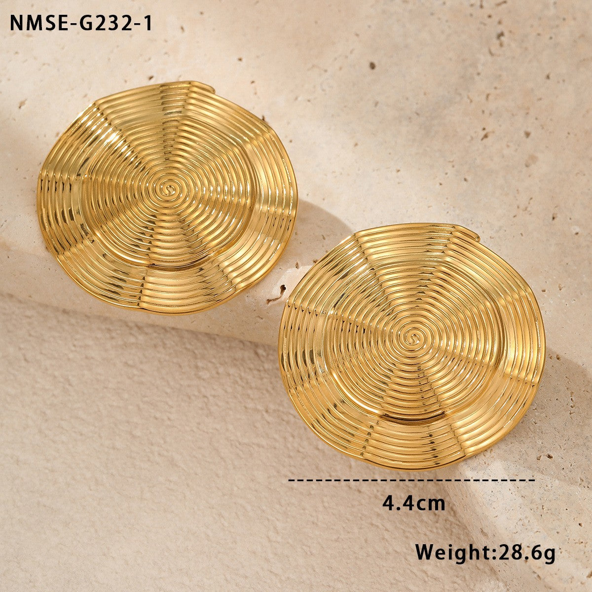 Orecchini da donna alla moda in acciaio al titanio con spirale geometrica e placcatura in oro