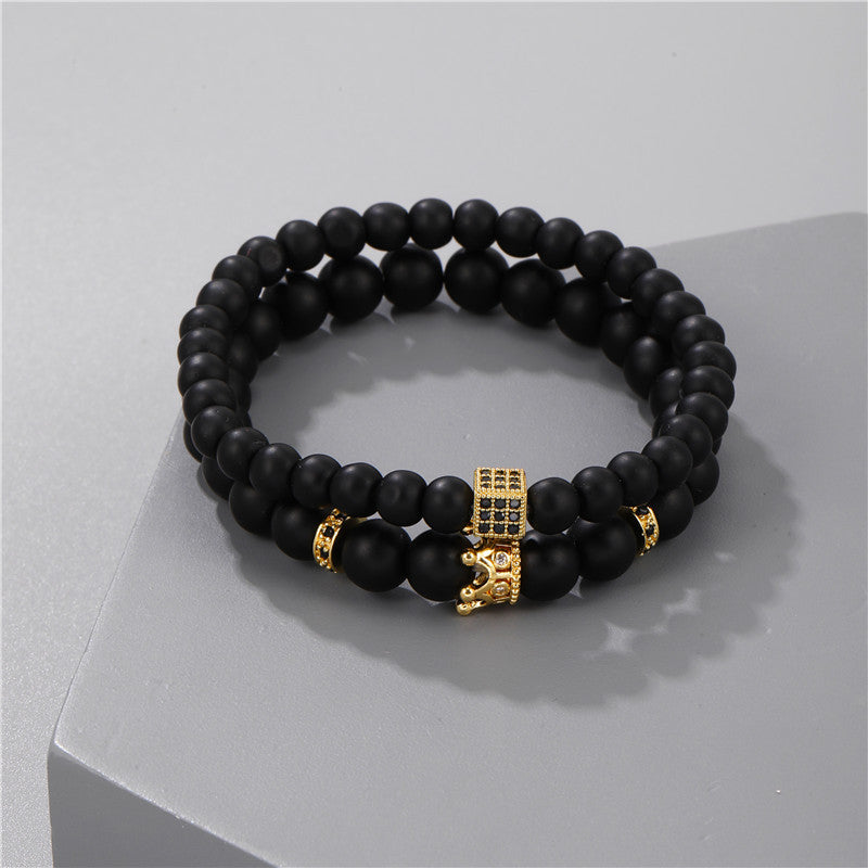 Casual Brass Crown Geometric Bracelet with Micro-set Cubic Zirconia for Unisex