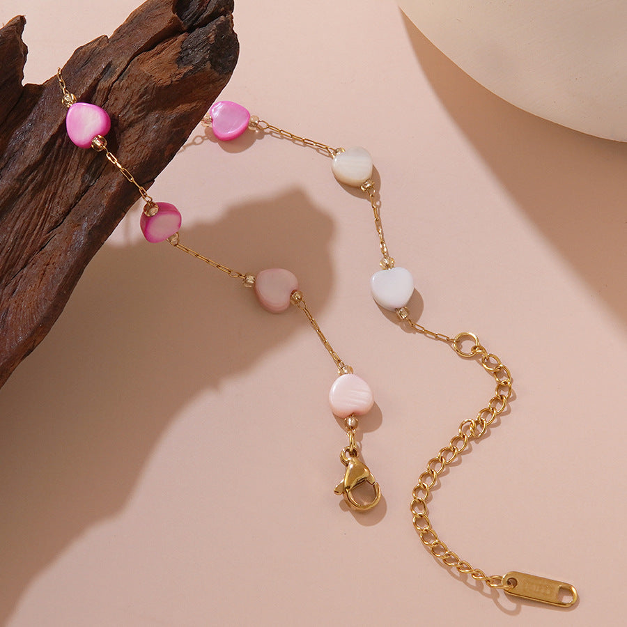 Elegante set collana e bracciale in acciaio inossidabile placcato a goccia Sweet Heart con catena a cavo per donna