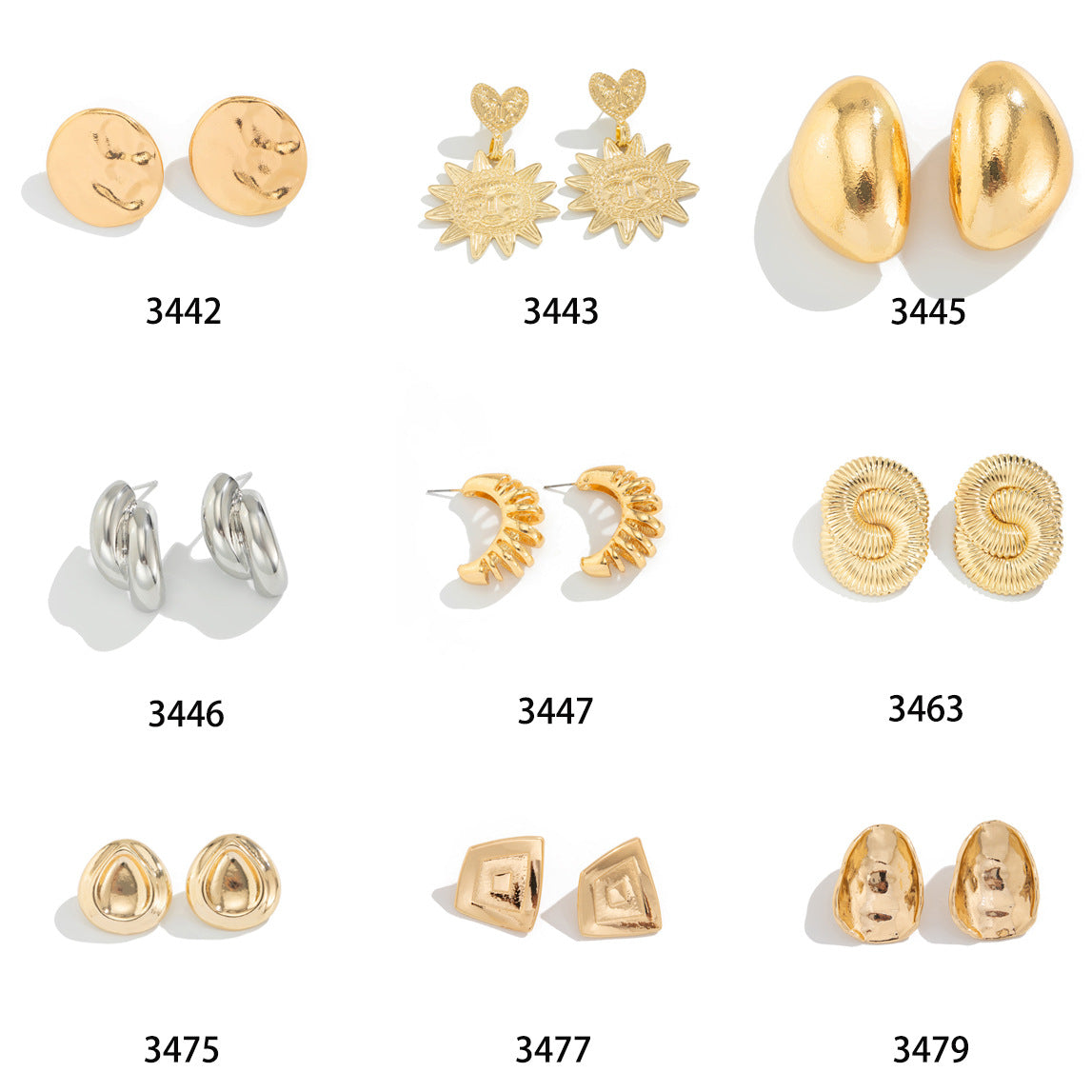 Exaggerated Geometric Round Zinc Alloy Plated Earrings Set for Women