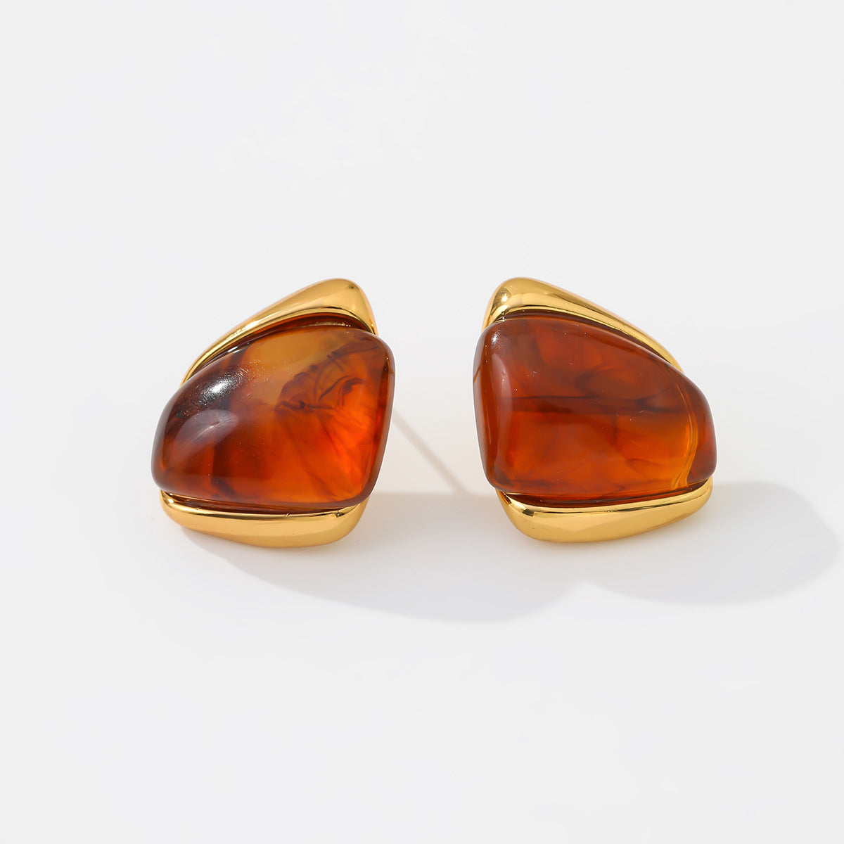 Minimalist Geometric Oval Stainless Steel PVD Plated Earrings for Women