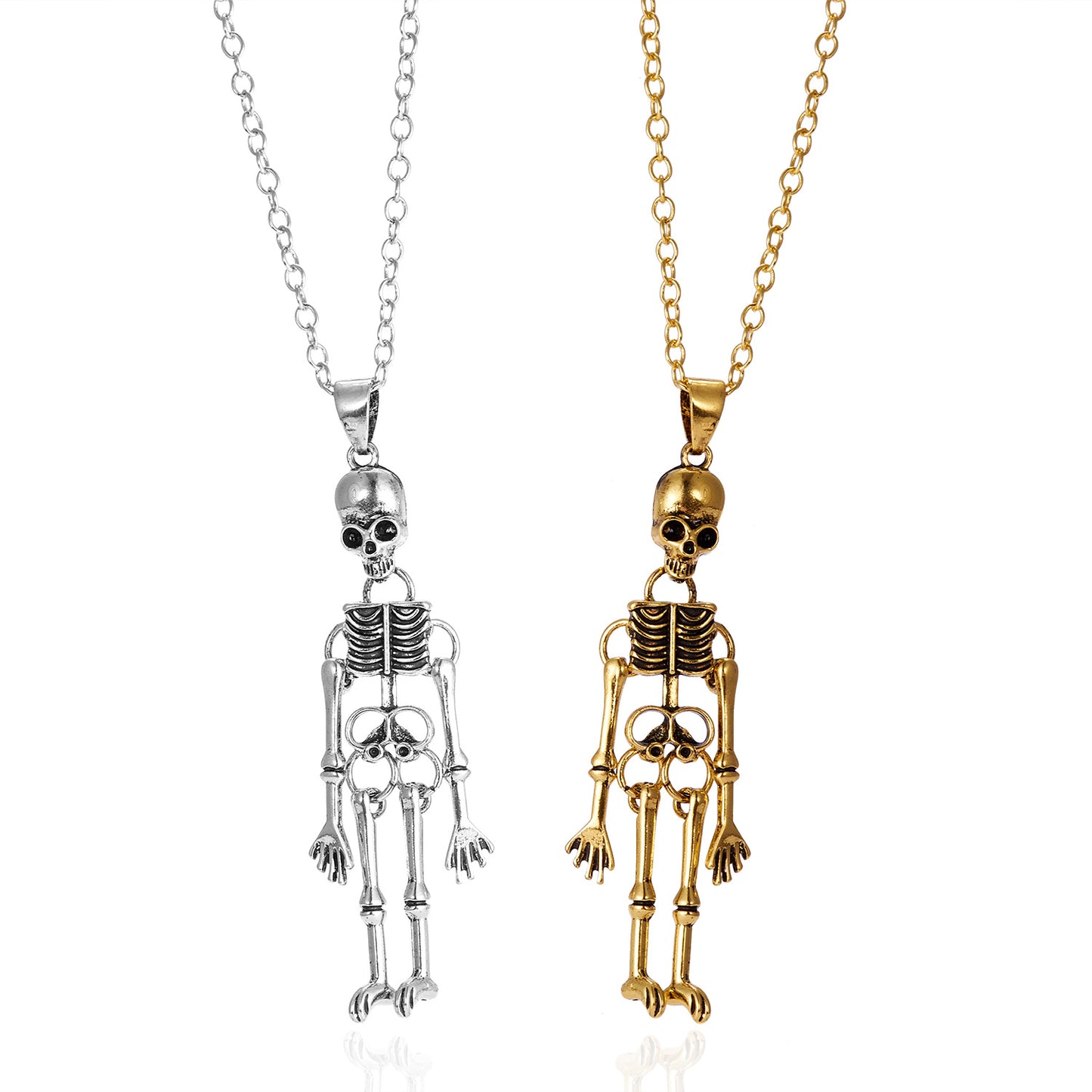 Collar con colgante de esqueleto geométrico minimalista para parejas con cadena de aleación galvanizada