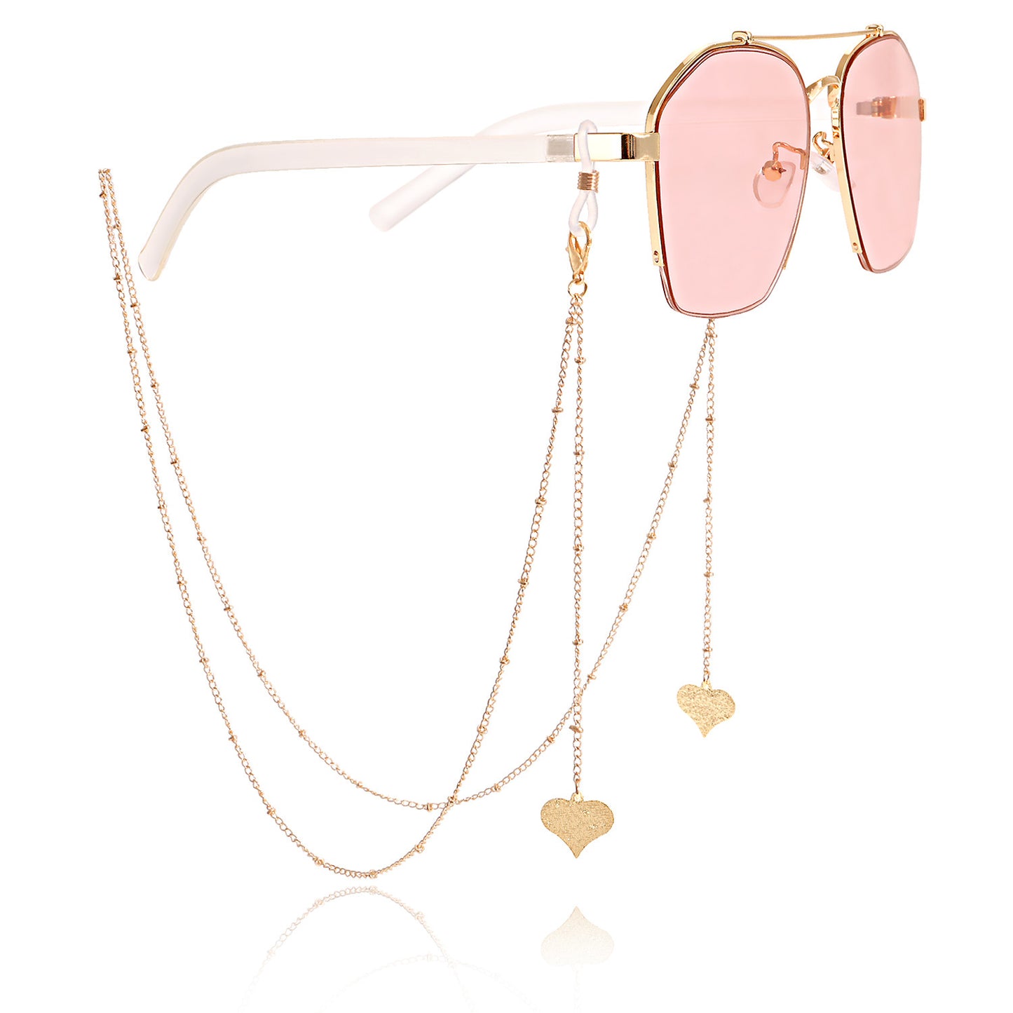 Long Tassel Heart and Leaf Pendant Alloy Eyeglass Chain and Mask Holder