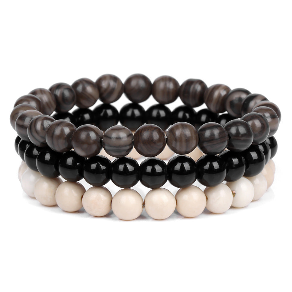 8mm Natural Rose Quartz and Agate Geometric Beaded Bracelet Unisex Crystal Jewelry