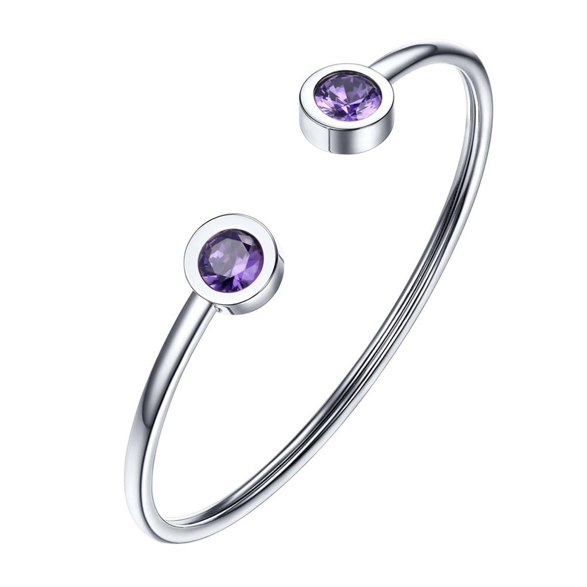 Pulsera minimalista geométrica de acero inoxidable con piedra de nacimiento de diciembre para mujer