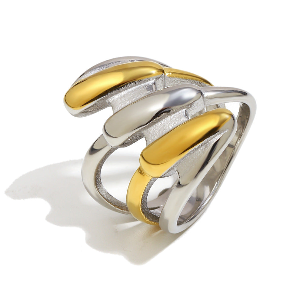 Minimalist Geometric Stainless Steel Plated 18K Gold Stackable Rings for Women