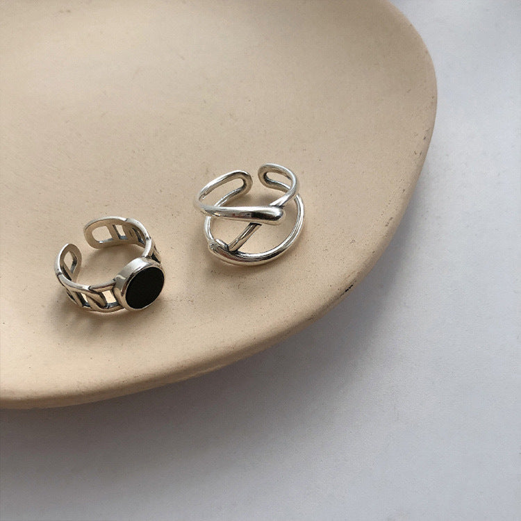 Minimalist Sweet Geometric Round Alloy Plated Ring Set for Women