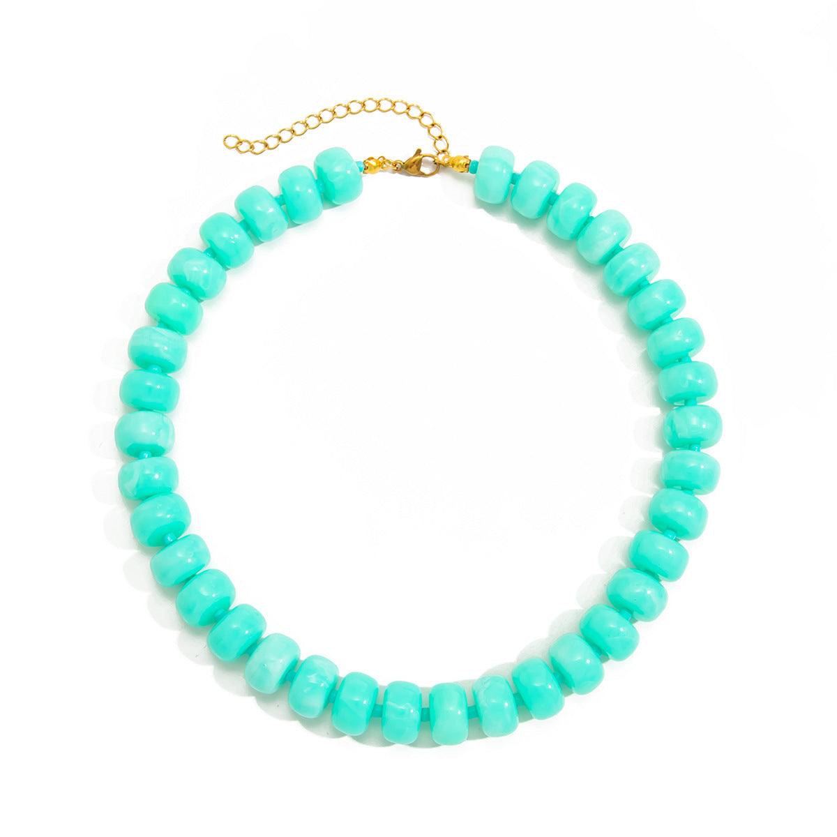 Sweet Geometric Gradient Resin Beaded Necklace Stainless Steel Chain Women's Jewelry