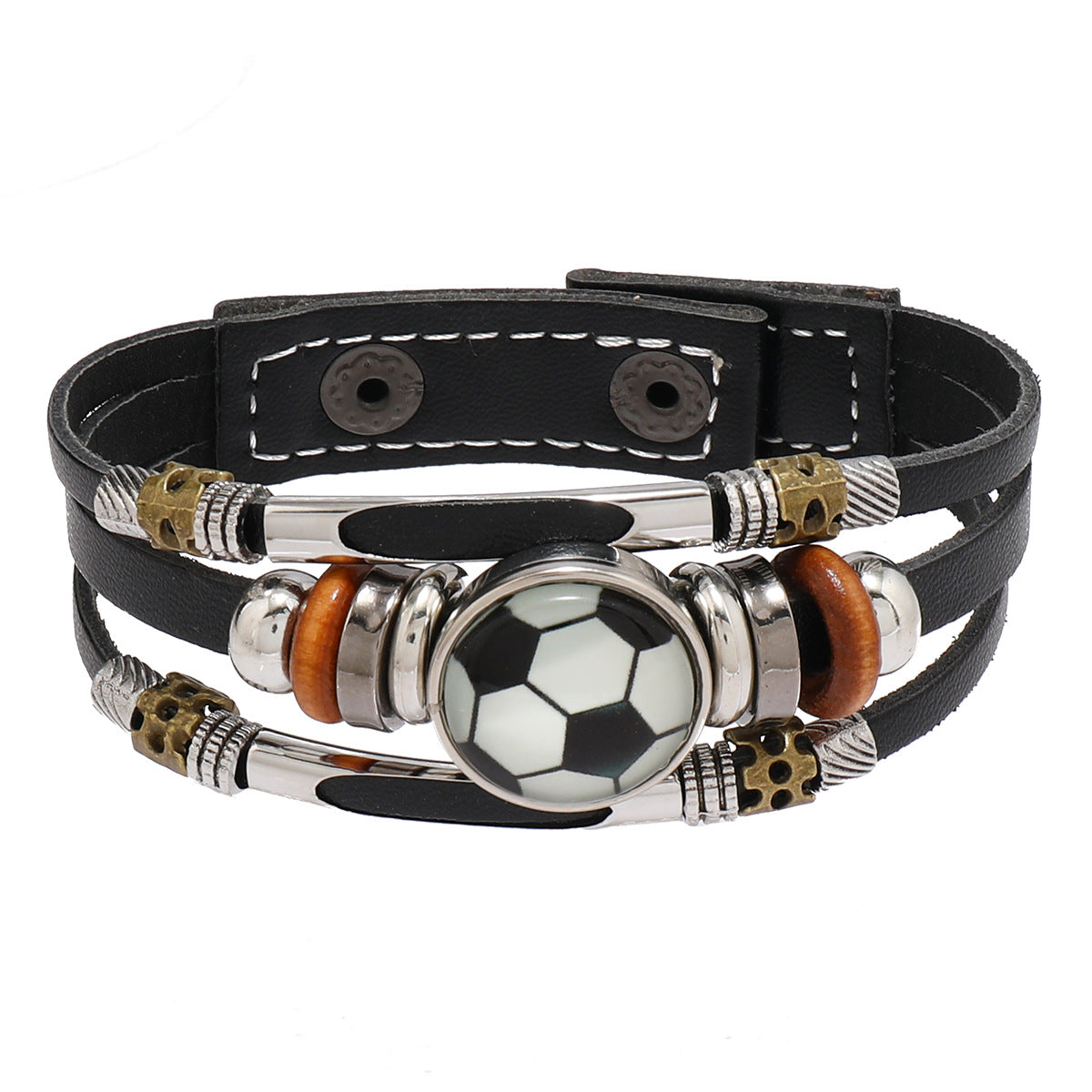 Geometric Leather Bracelet Unisex Sports Fan Gift