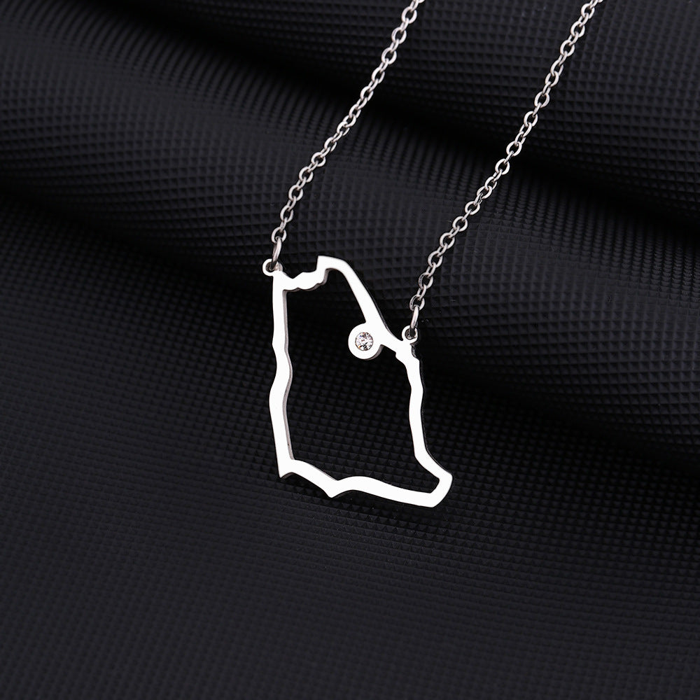 Collana con Ciondolo Geometrico in Acciaio Inossidabile da Donna con Ciondolo in Acciaio al Titanio e Finitura Placcata