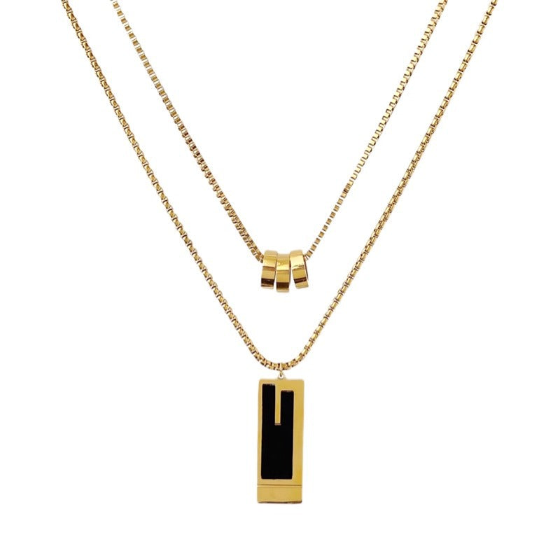 Collar con colgante de acero titanio con forma de animal minimalista para mujer, con acabado galvanizado y diseño irregular