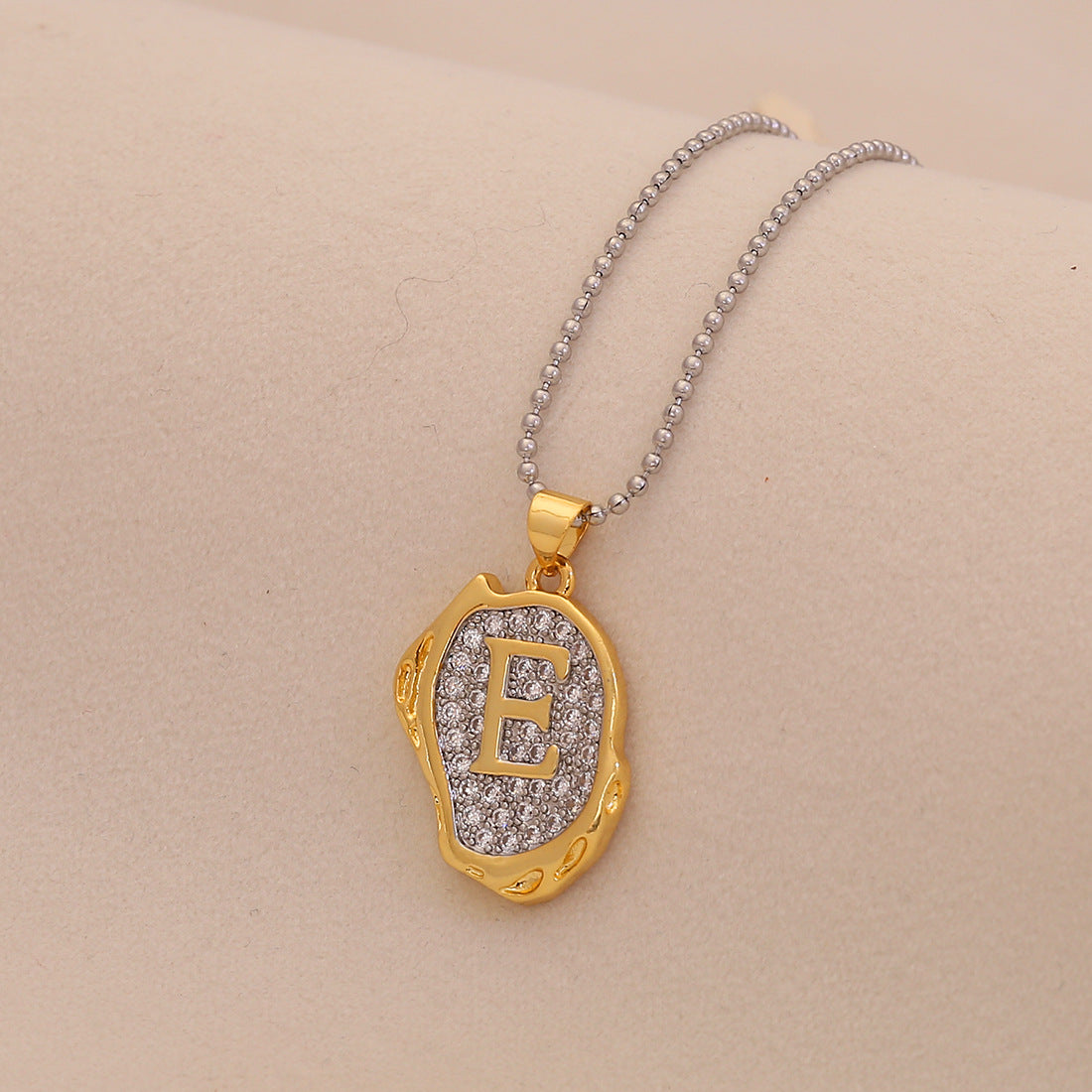 Retro Letter Pendant Necklace for Women in Brass with Minimalist Elegant Locket Style