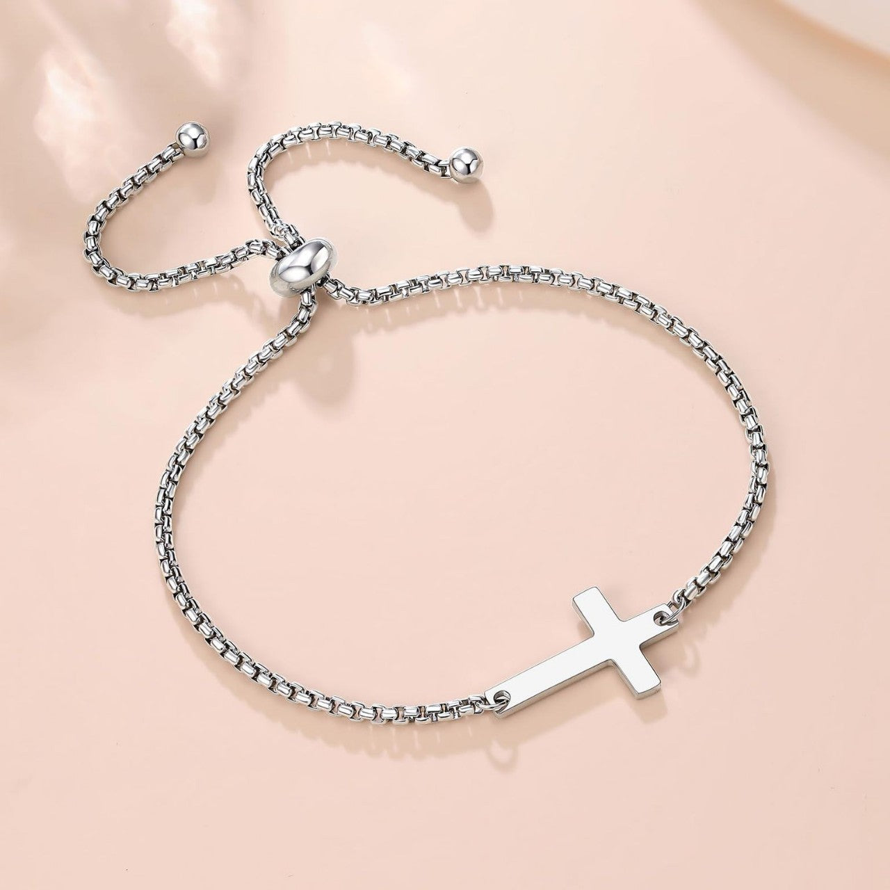 Elegant Stainless Steel Cross Bracelet for Women Adjustable Fashion Jewelry Gift