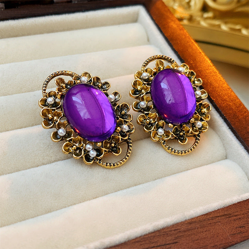 Vintage Geometric Alloy Earrings with Gold-Plated Finish and Stainless Steel Posts for Women