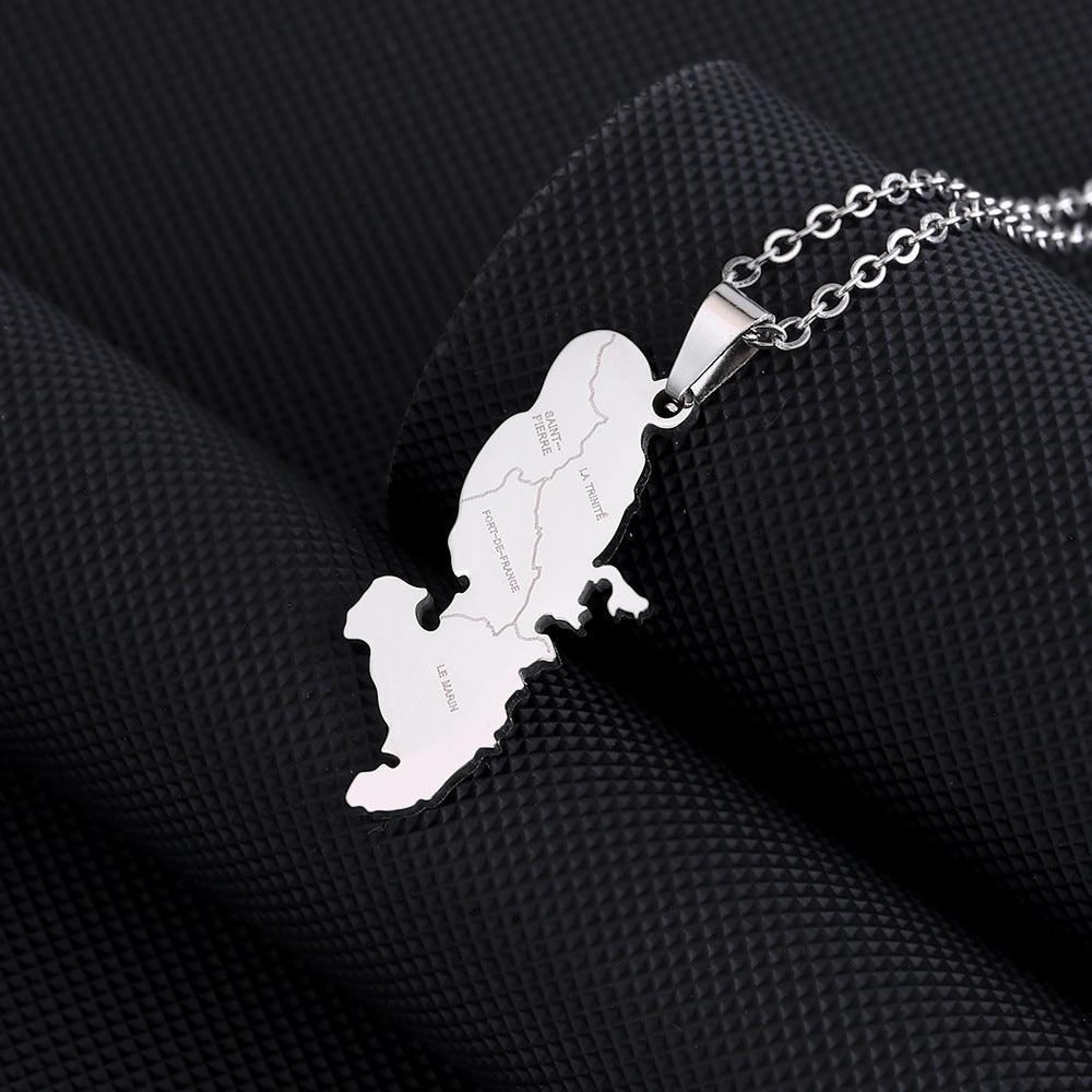 Collar con Colgante Geométrico de Estilo Étnico para Parejas, de Acero Inoxidable con Colgante de Acero de Titanio y Cadena O con Acabado Galvanizado