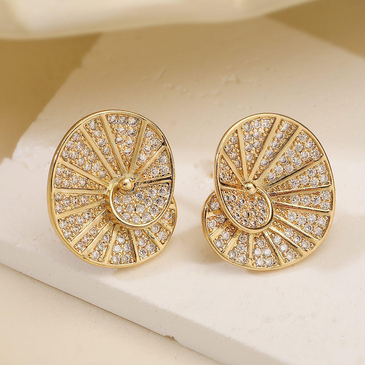 Minimalist Luxury 18K Gold Plated Brass Geometric Cubic Zirconia Irregular Stud Earrings for Women