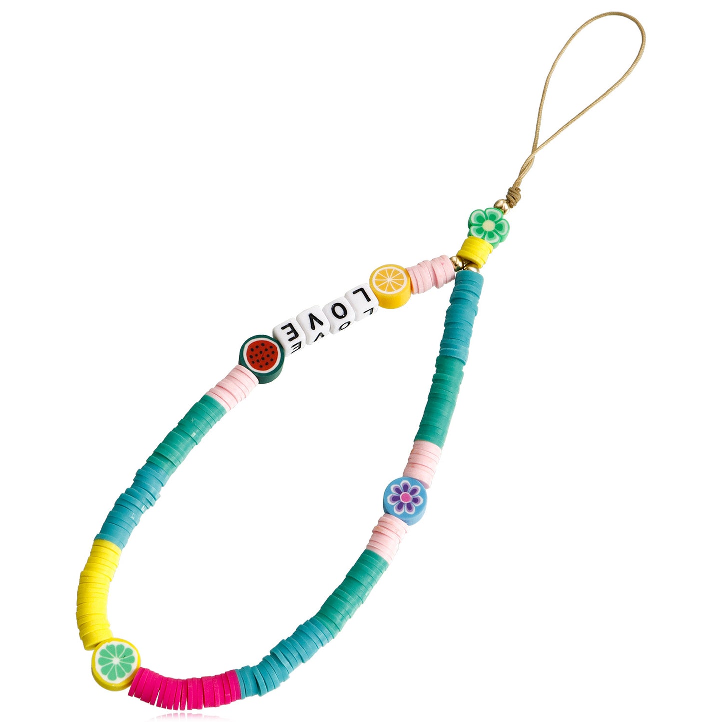 Minimalist Heart Floral Acrylic Plated Charm Bar Phone Strap