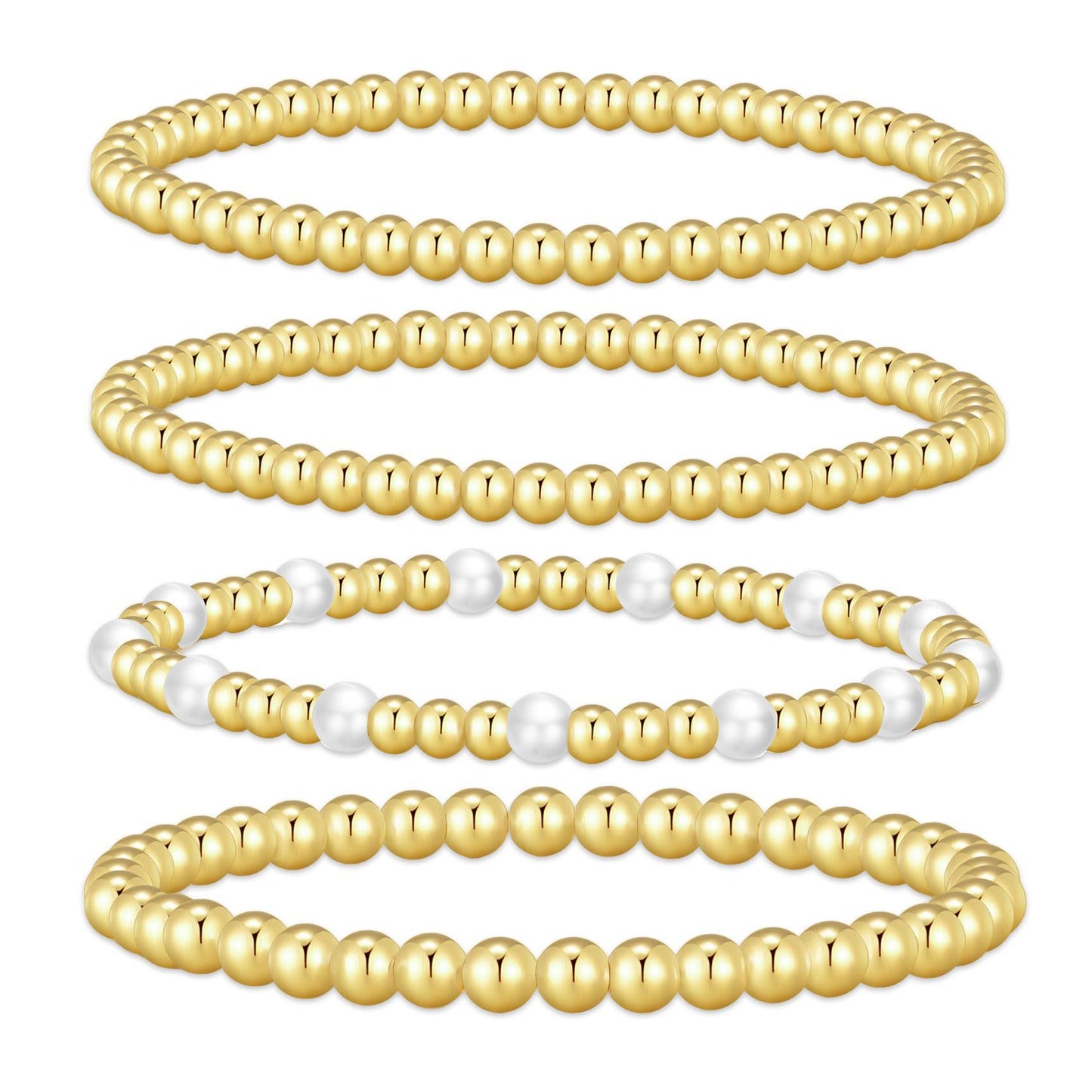 Elegant Gold Plated Hematite Elastic Bracelet with Baroque Imitation Pearls Geometric Multi-Layer Design for Women
