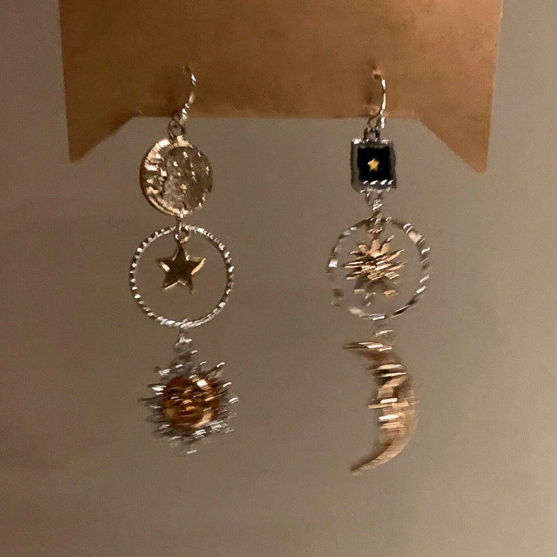 Orecchini a Gancio da Donna Girasole Bohémien Vintage con Placcatura in Lega e Perni in Argento Sterling, Orecchini Minimalisti alla Moda con Design a Motivo Naturale