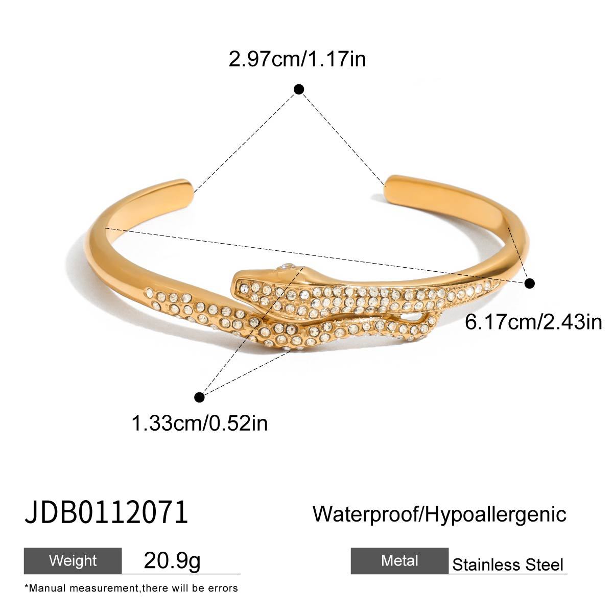 Snake Shape Plated Stainless Steel Bracelet