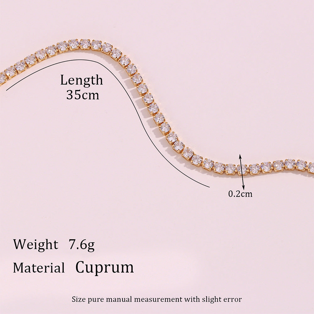 Minimalist Geometric Copper Necklace with 18K Gold Plating and Micro-Paved Zirconia for Women