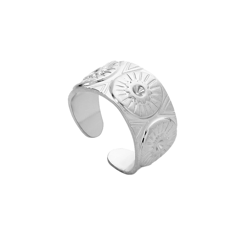 Minimalist Geometric Round Titanium Steel Plated Open Ring for Unisex