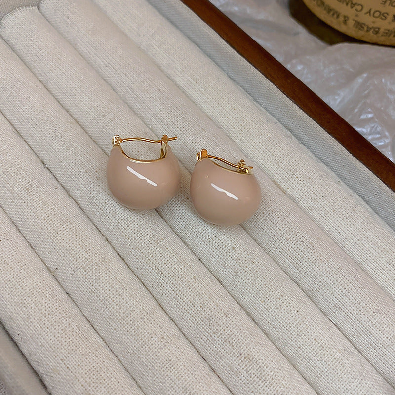 Vintage Geometric Earrings with Enamel Finish in Copper Base and Steel Posts for Women