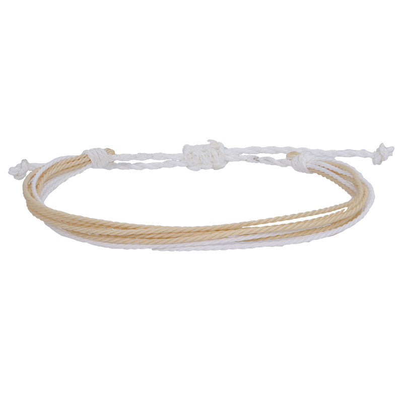 Bohemian Sweet Handmade Braided Wax Cord Bracelet U Shape Unisex Lucky Charm