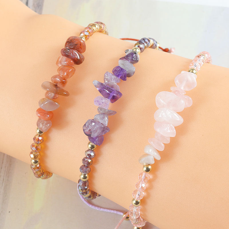 Bohemian Vintage Geometric Natural Crystal Chip Bracelet Unisex Handmade Friendship Jewelry