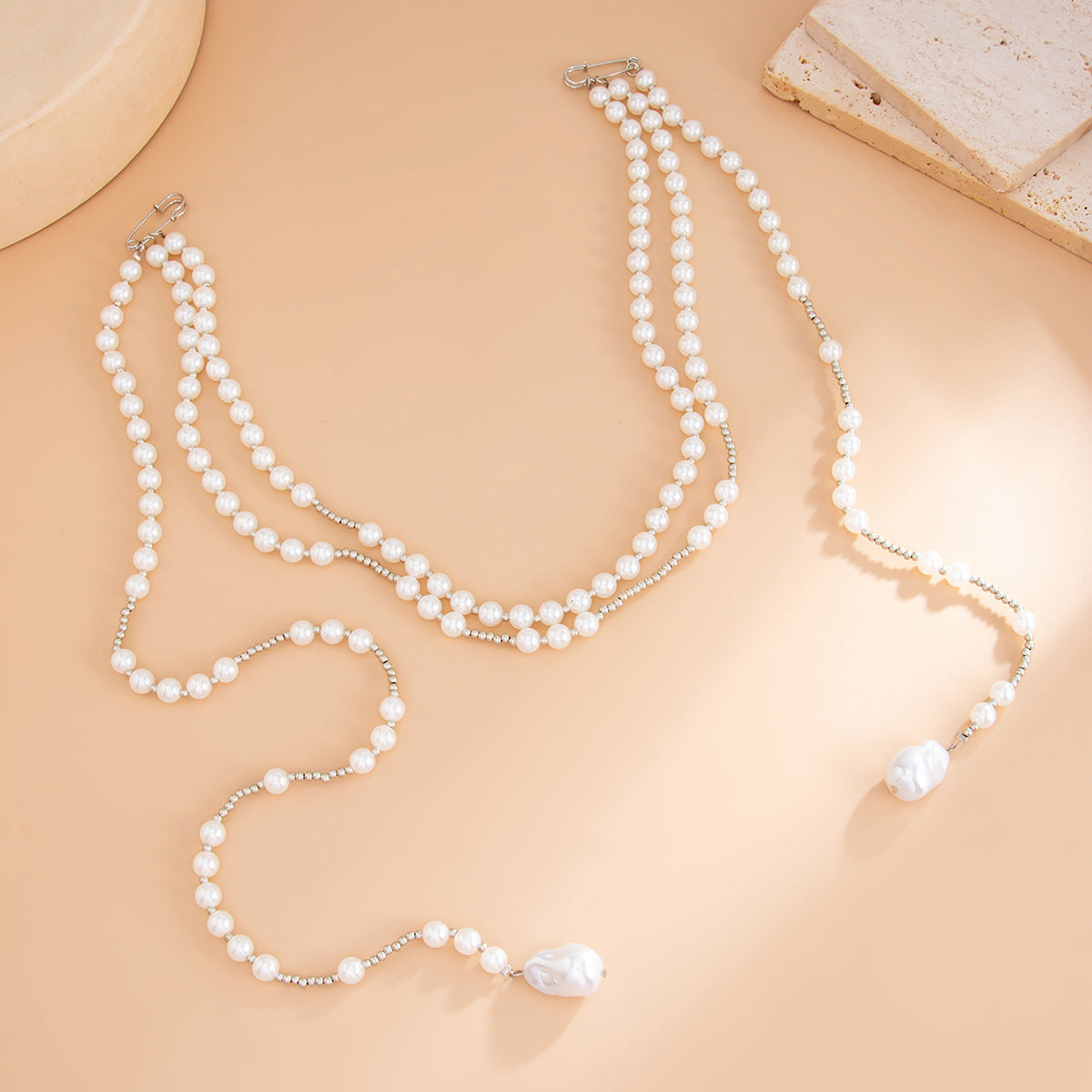 Minimalist Star Faux Pearl Tassel Multi-layer Waist Chain for Women