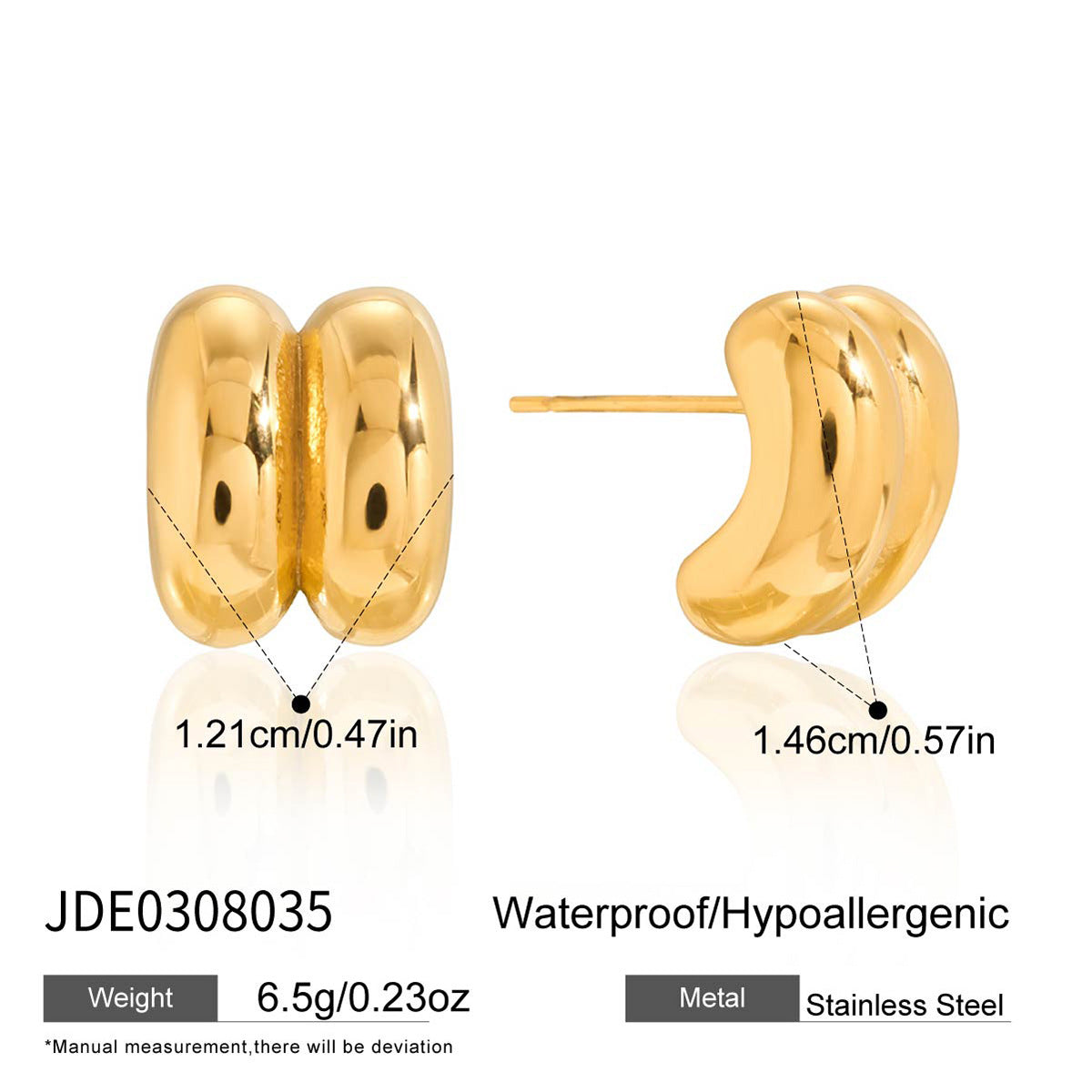 Pendientes de Aro Geométricos Minimalistas Chapados en Oro de 18K de Acero Inoxidable, Joyería de Moda para Mujer