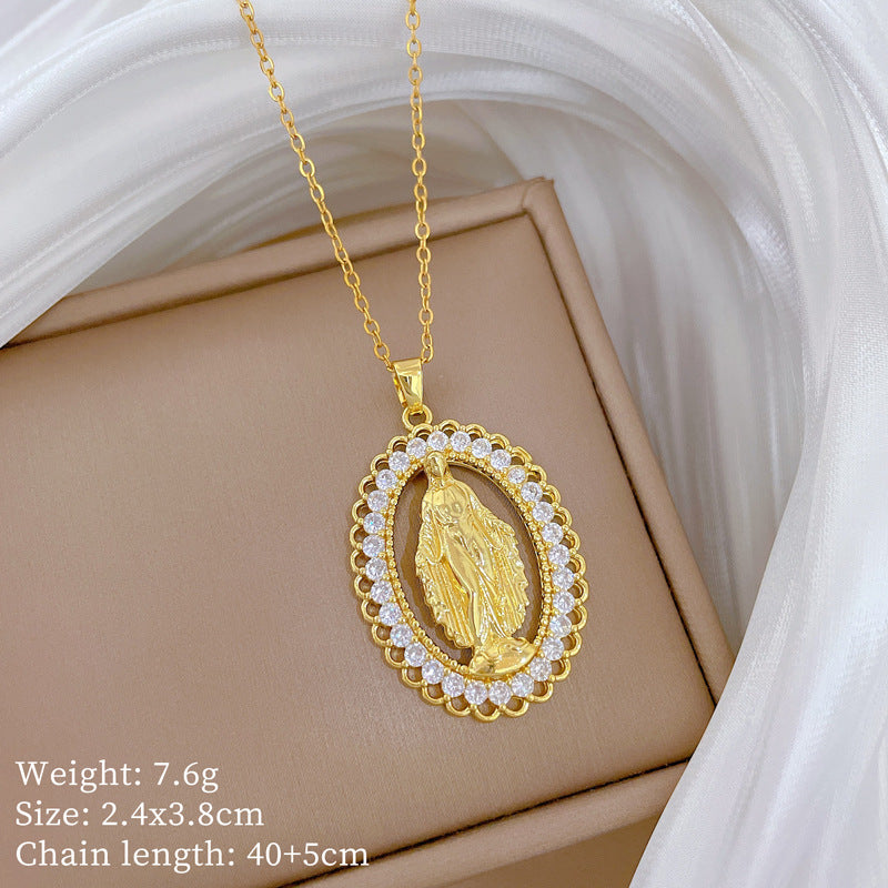 Sweet Minimalist Animal Shape Micro-Inlaid Cubic Zirconia Brass Pendant Titanium Steel Necklace for Unisex