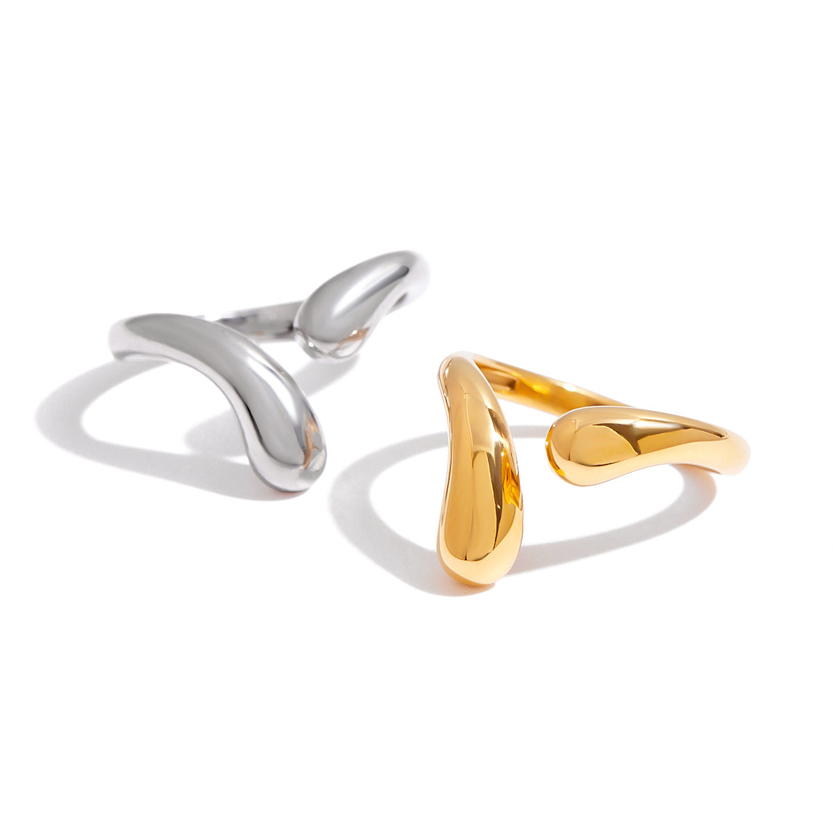 Minimalist Teardrop Geometric Plated Stainless Steel Ring for Women